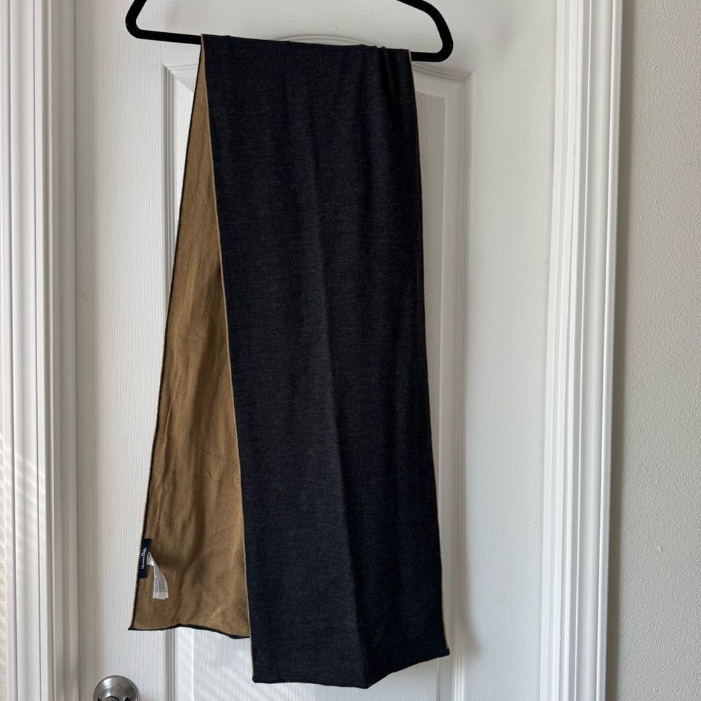 Massimo Dutti 100% Wool Colorblock Scarf – Camel & Charcoal
